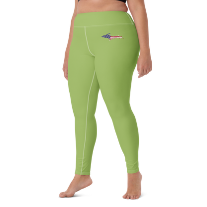 Michigan Upper Peninsula Yoga Leggings (w/ UP USA Flag) | Gooseberry Green