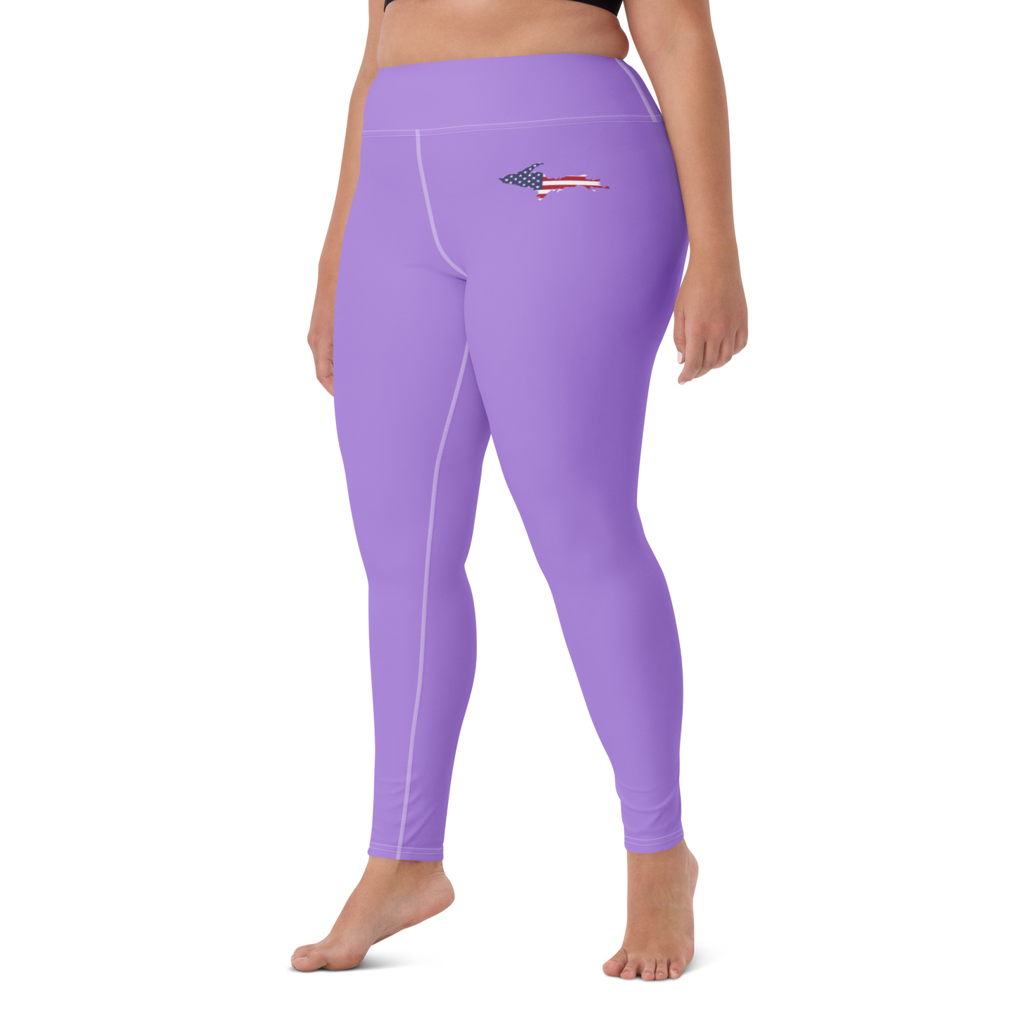 Michigan Upper Peninsula Yoga Leggings (w/ UP USA Flag) | Lavender