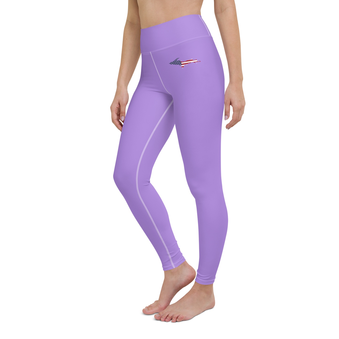 Michigan Upper Peninsula Yoga Leggings (w/ UP USA Flag) | Lavender