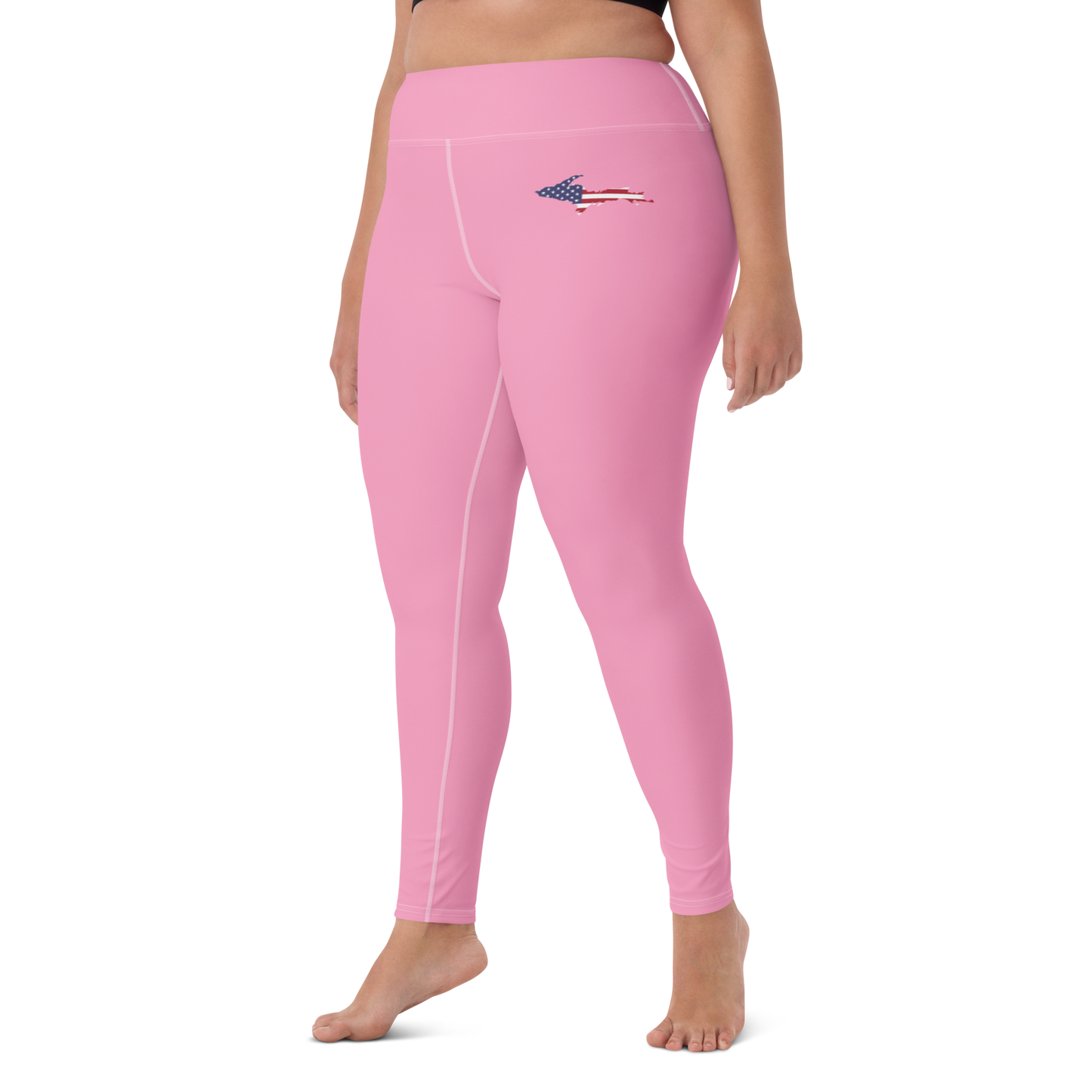 Michigan Upper Peninsula Yoga Leggings (w/ UP USA Flag) | '67 Caddie Pink