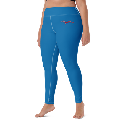 Michigan Upper Peninsula Yoga Leggings (w/ UP USA Flag) | Azure