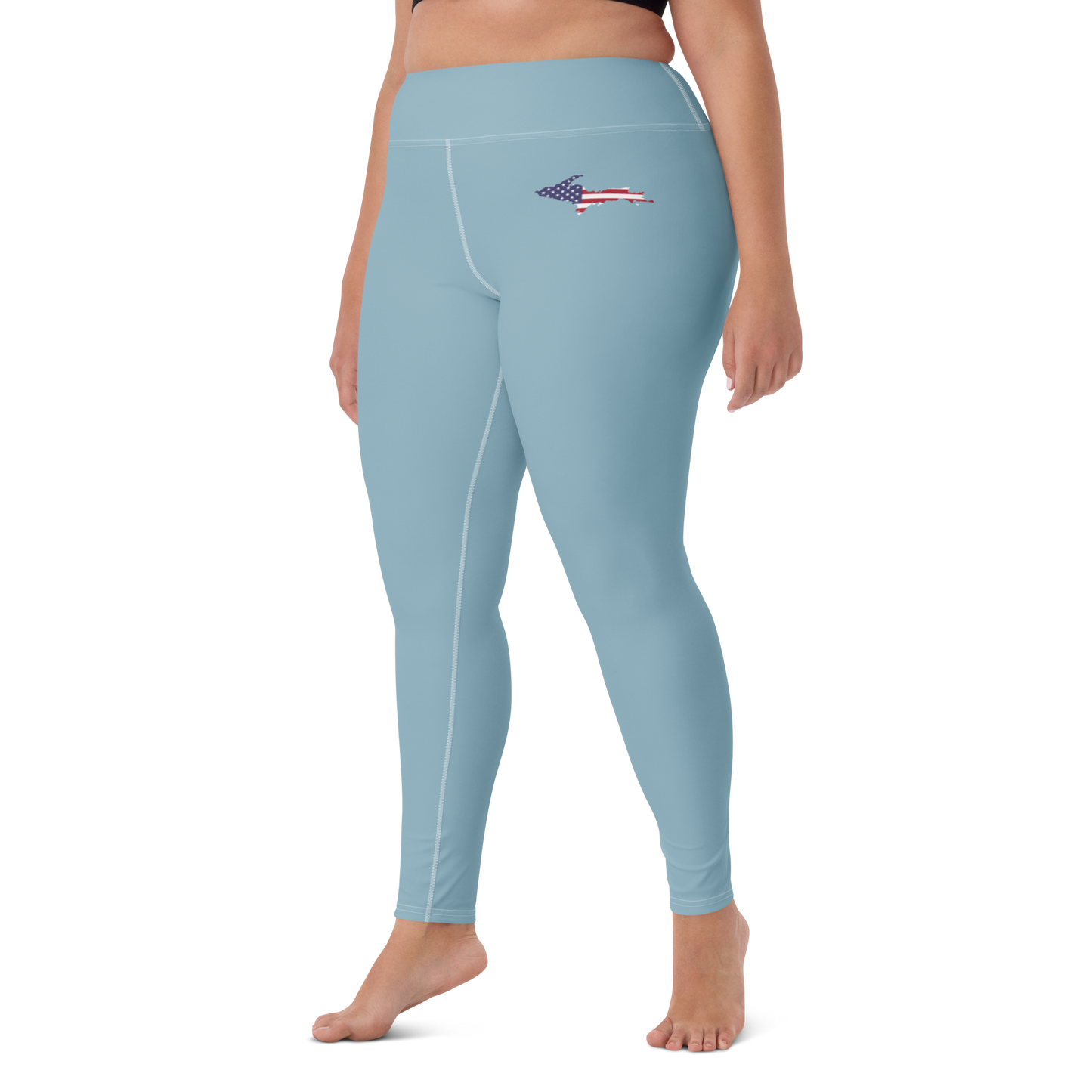 Michigan Upper Peninsula Yoga Leggings (w/ UP USA Flag) | Opal Blue