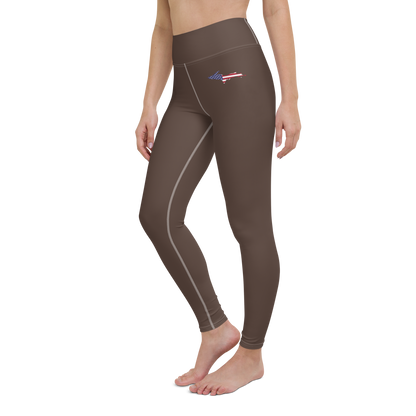 Michigan Upper Peninsula Yoga Leggings (w/ UP USA Flag) | Hickory Color