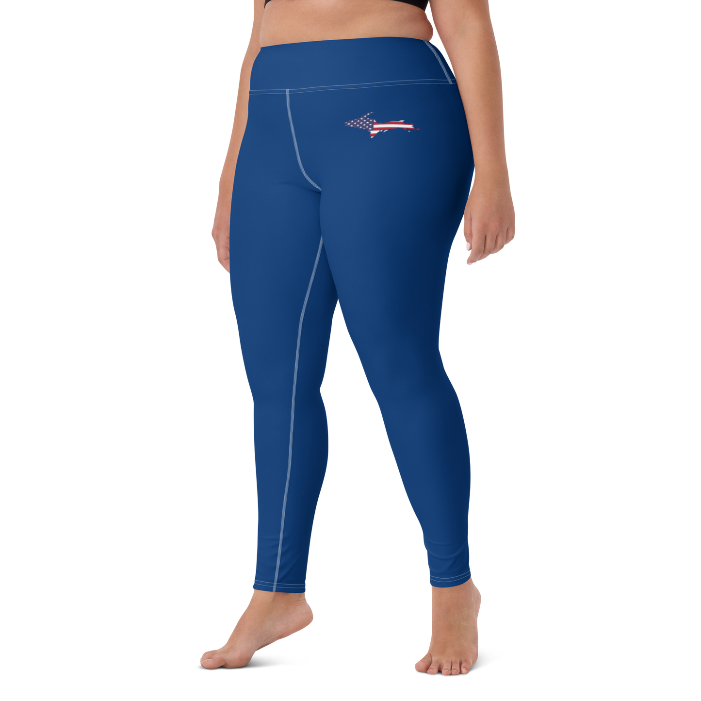 Michigan Upper Peninsula Yoga Leggings (w/ UP USA Flag) | Dearborn Blue