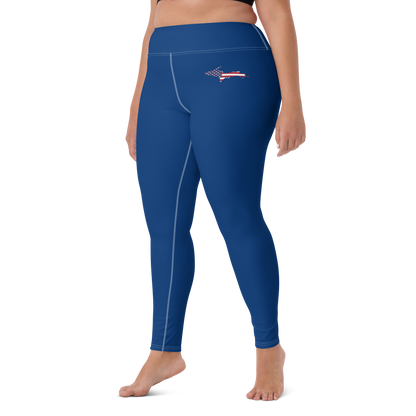 Michigan Upper Peninsula Yoga Leggings (w/ UP USA Flag) | Dearborn Blue