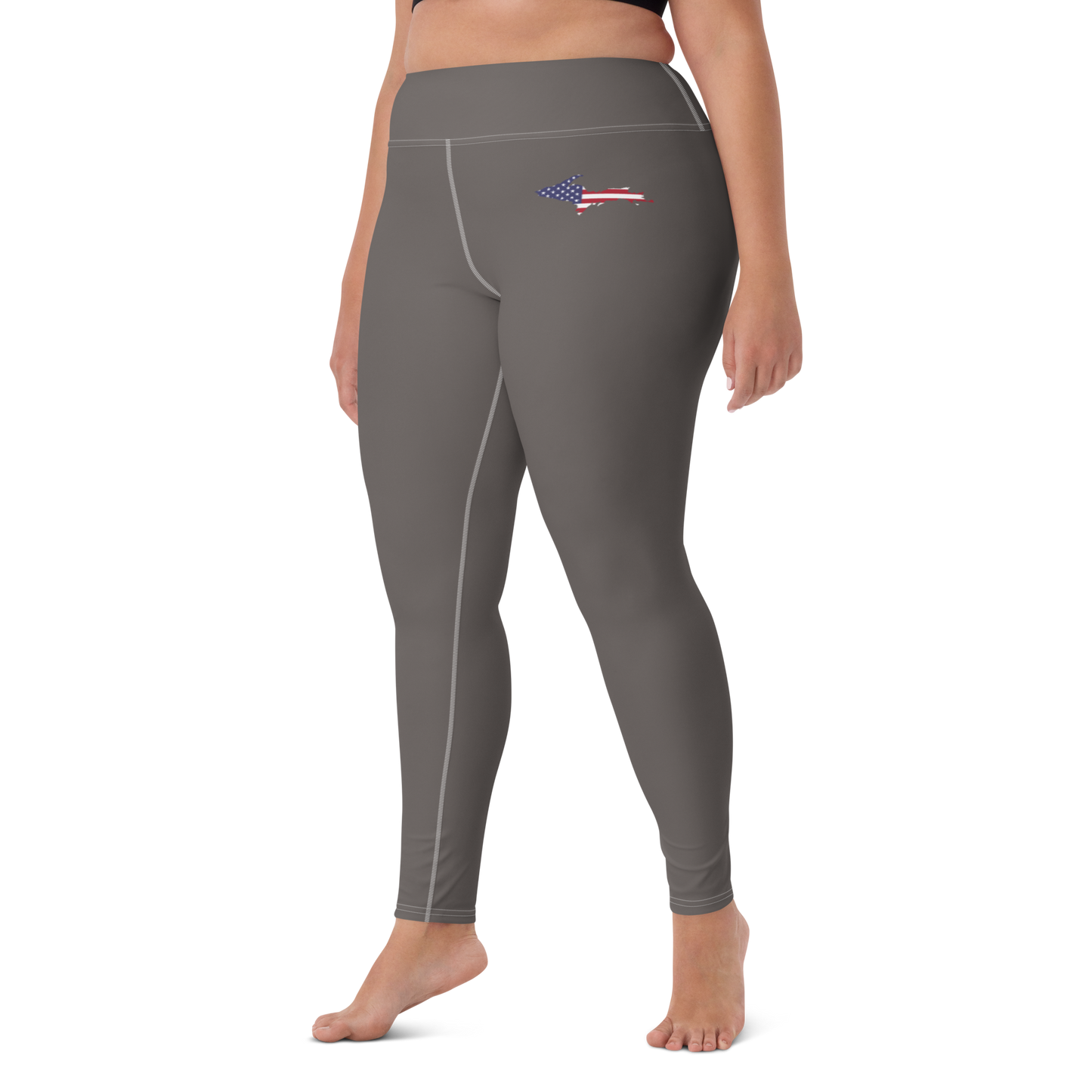 Michigan Upper Peninsula Yoga Leggings (w/ UP USA Flag) | Warren Tank Grey