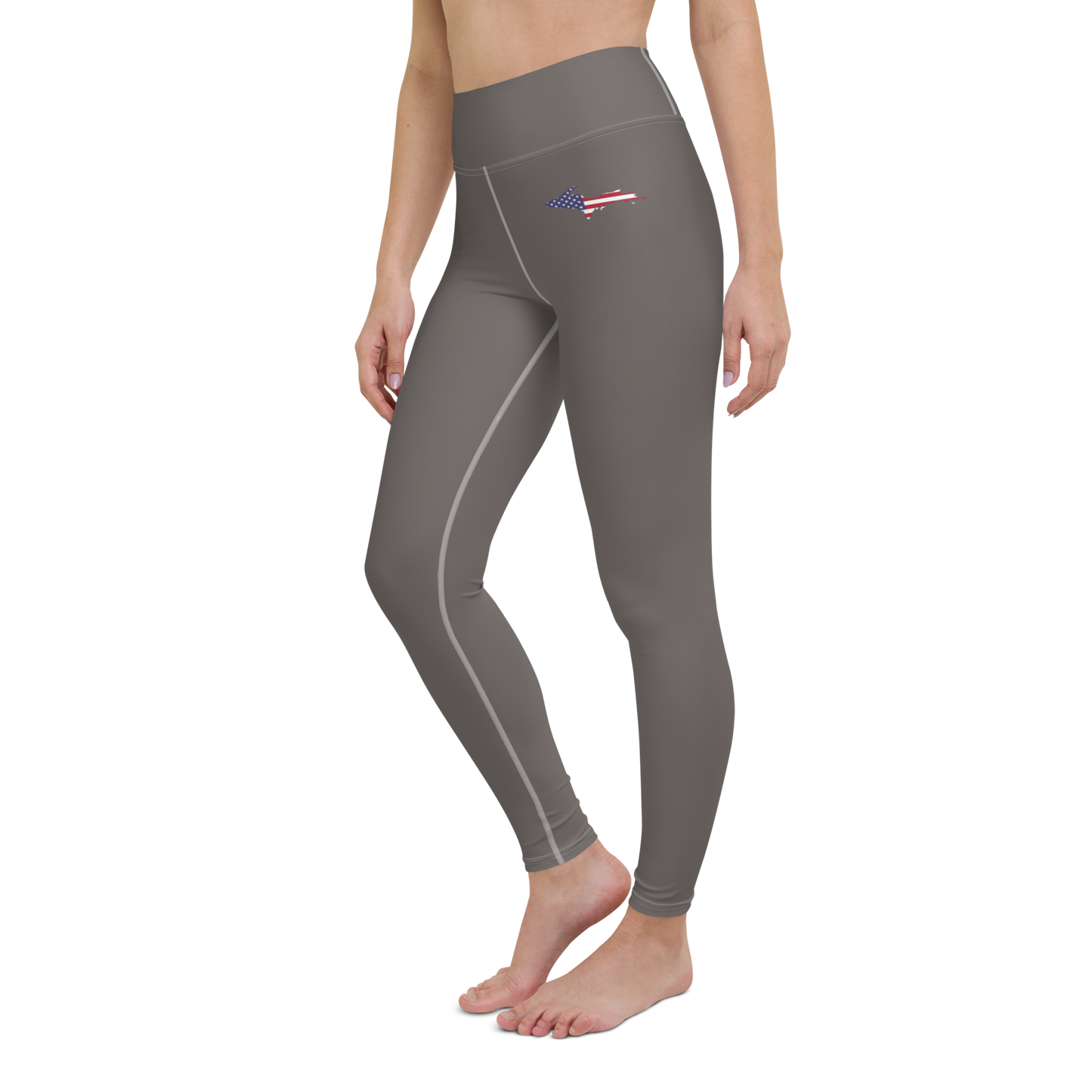 Michigan Upper Peninsula Yoga Leggings (w/ UP USA Flag) | Warren Tank Grey