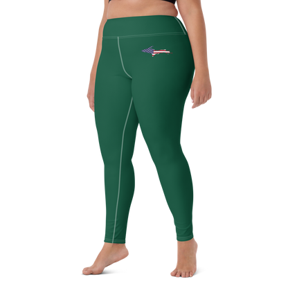 Michigan Upper Peninsula Yoga Leggings (w/ UP USA Flag) | Superior Green