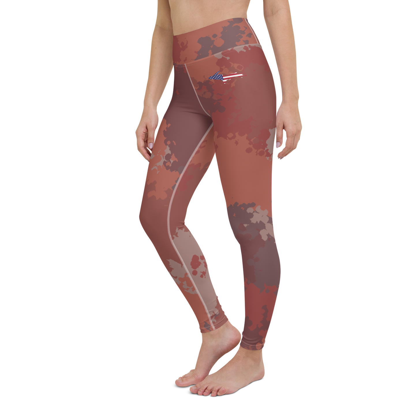 Michigan Upper Peninsula Yoga Leggings (w/ UP USA Flag) | Ore Dock Camo