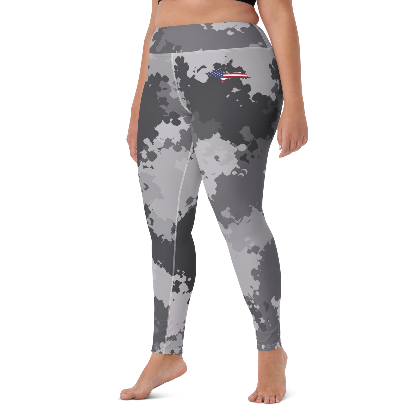 Michigan Upper Peninsula Yoga Leggings (w/ UP USA Flag) | Iron Ore Camo