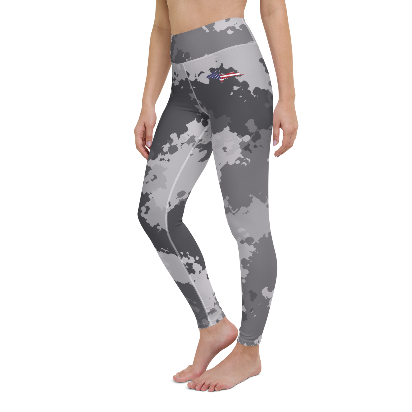 Michigan Upper Peninsula Yoga Leggings (w/ UP USA Flag) | Iron Ore Camo