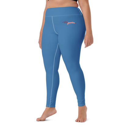 Michigan Upper Peninsula Yoga Leggings (w/ UP USA Flag) | Lake Superior Blue