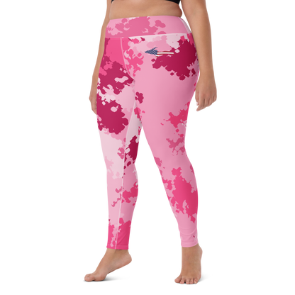 Michigan Upper Peninsula Yoga Leggings (w/ UP USA Flag) | Pink Camo