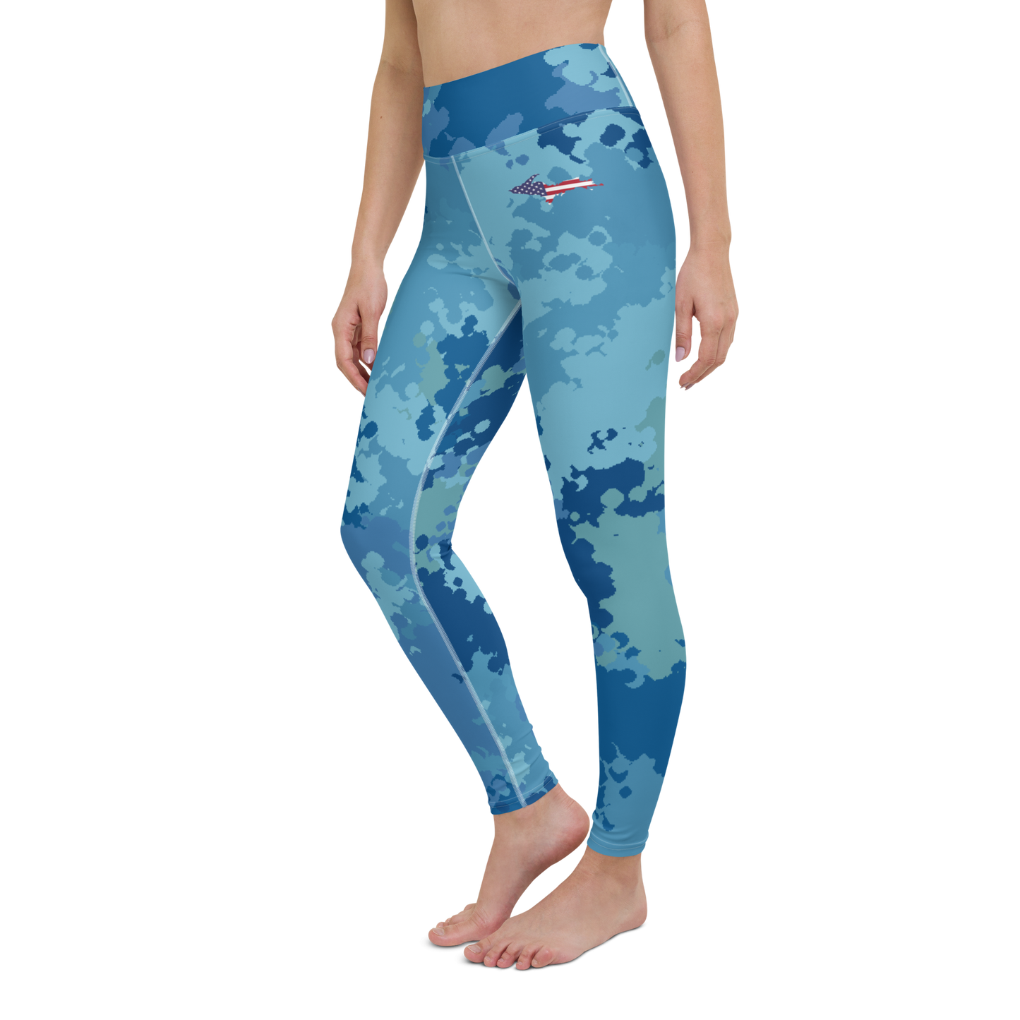 Michigan Upper Peninsula Yoga Leggings (w/ UP USA Flag) | Great Lakes Camo