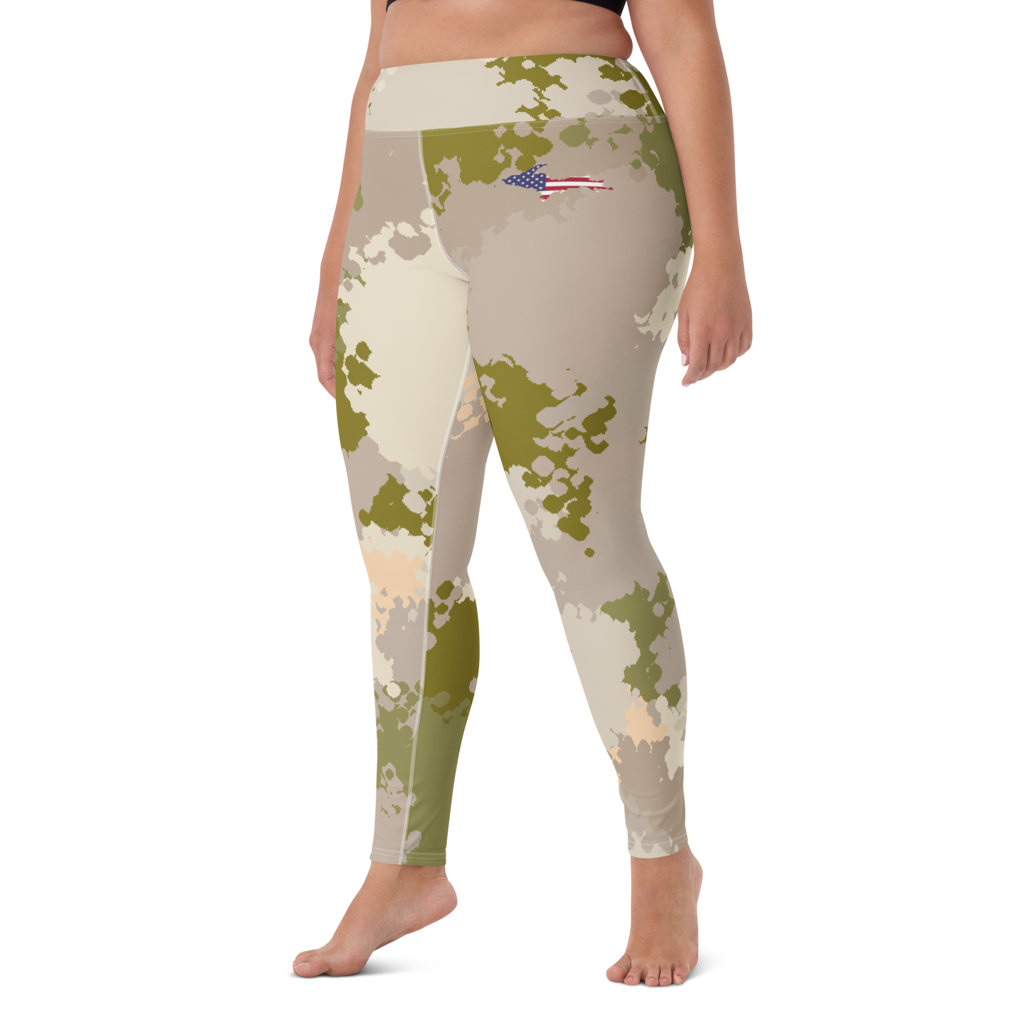 Michigan Upper Peninsula Yoga Leggings (w/ UP USA Flag) | Rosy Mound Camo