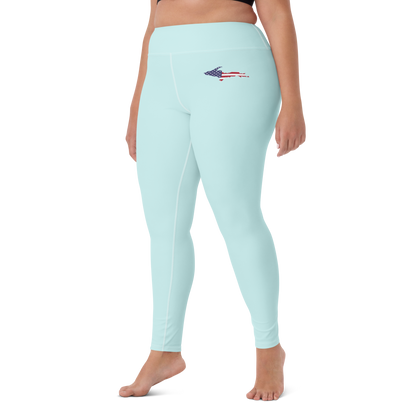 Michigan Upper Peninsula Yoga Leggings (w/ UP USA Flag) | Cyan