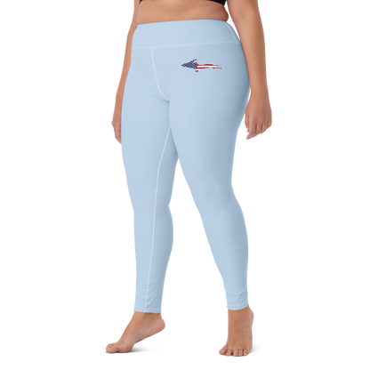 Michigan Upper Peninsula Yoga Leggings (w/ UP USA Flag) | Light Blue