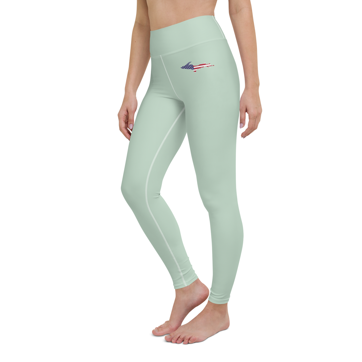 Michigan Upper Peninsula Yoga Leggings (w/ UP USA Flag) | Sea Green