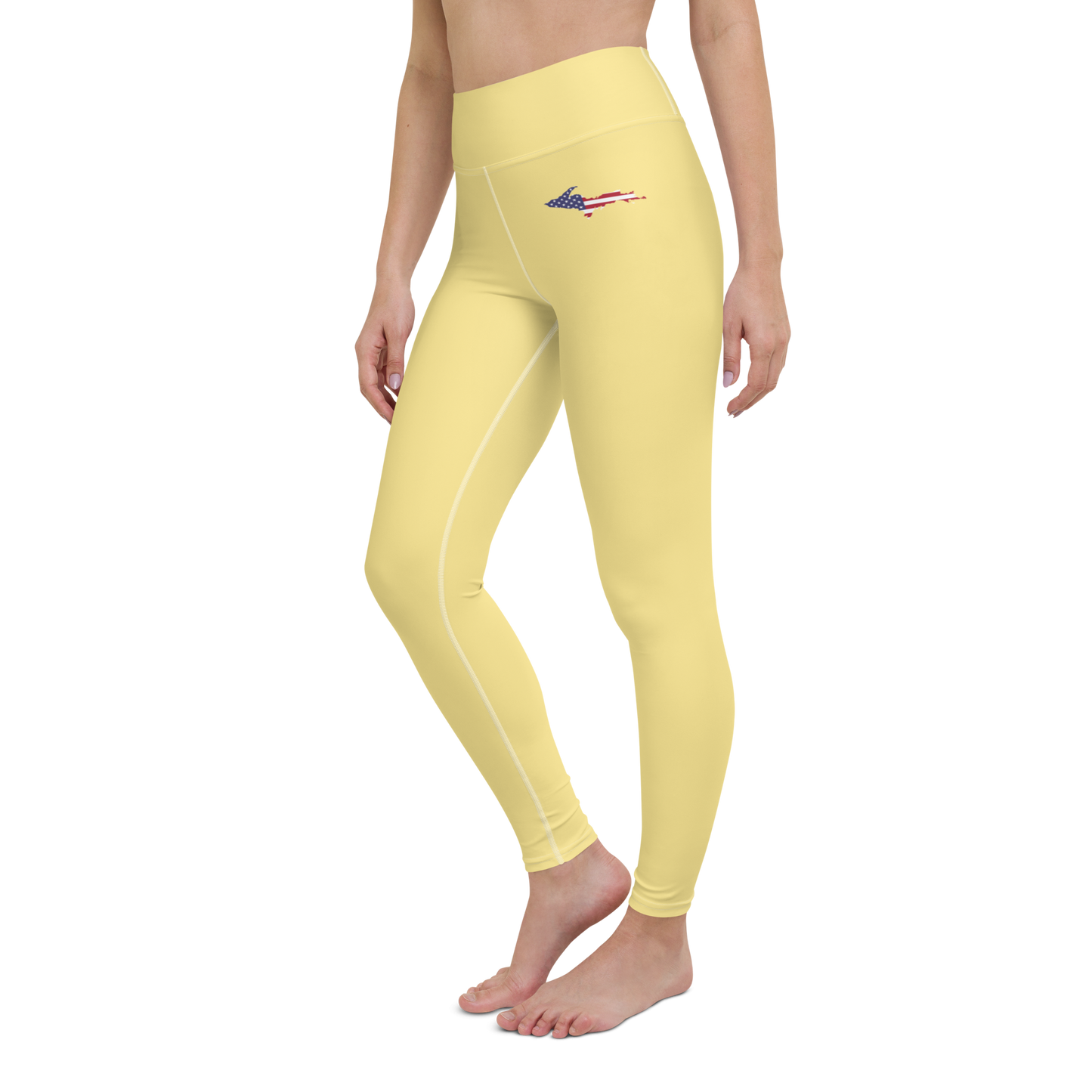 Michigan Upper Peninsula Yoga Leggings (w/ UP USA Flag) | Cherry Yellow