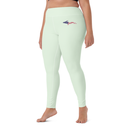 Michigan Upper Peninsula Yoga Leggings (w/ UP USA Flag) | Dew Green