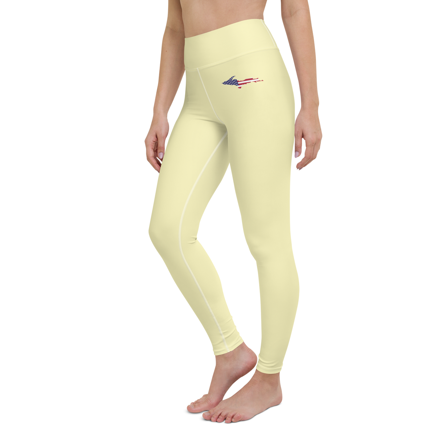 Michigan Upper Peninsula Yoga Leggings (w/ UP USA Flag) | Canary Yellow