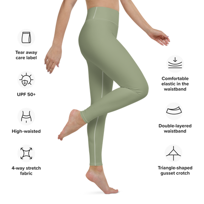 Michigan Upper Peninsula Yoga Leggings (w/ UP Outline) | Beachgrass Green