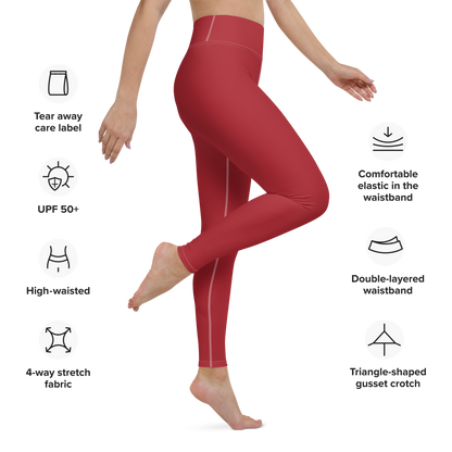 Michigan Upper Peninsula Yoga Leggings (w/ UP Outline) | Thimbleberry Red