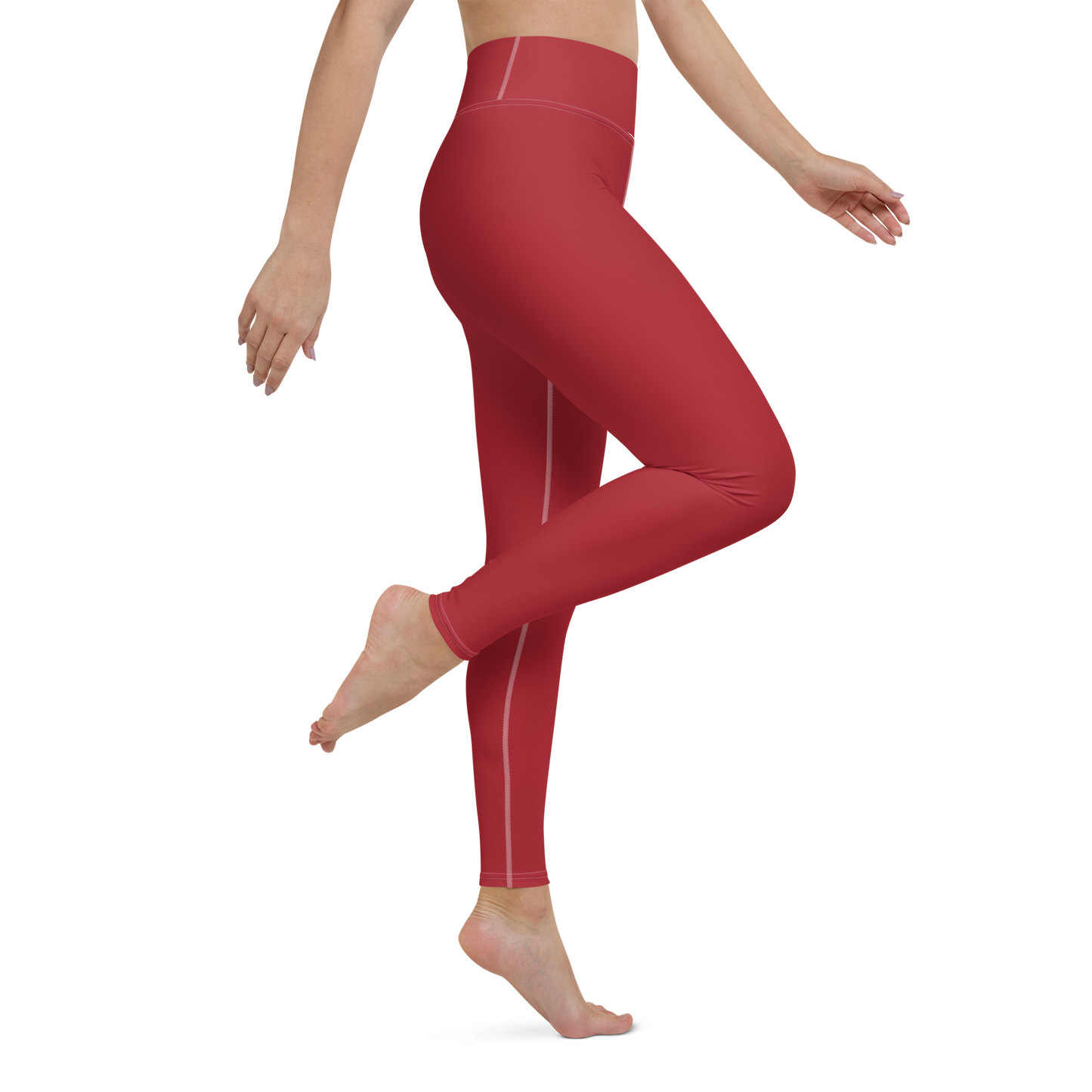 Michigan Upper Peninsula Yoga Leggings (w/ UP Outline) | Thimbleberry Red