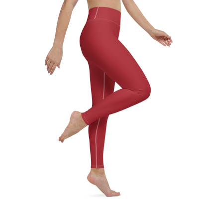 Michigan Upper Peninsula Yoga Leggings (w/ UP Outline) | Thimbleberry Red