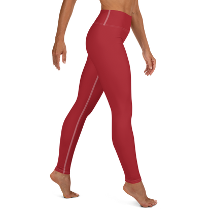 Michigan Upper Peninsula Yoga Leggings (w/ UP Outline) | Thimbleberry Red