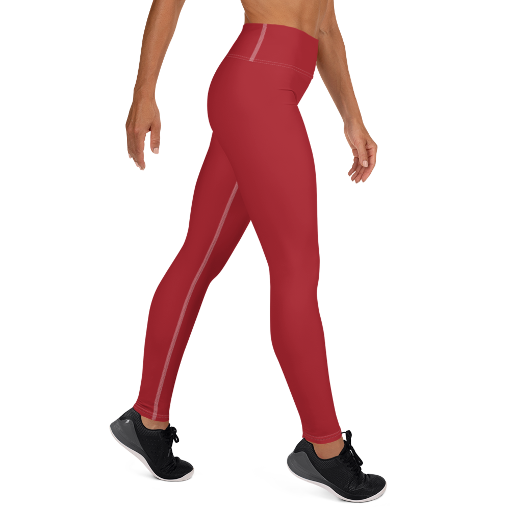 Michigan Upper Peninsula Yoga Leggings (w/ UP Outline) | Thimbleberry Red