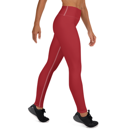 Michigan Upper Peninsula Yoga Leggings (w/ UP Outline) | Thimbleberry Red