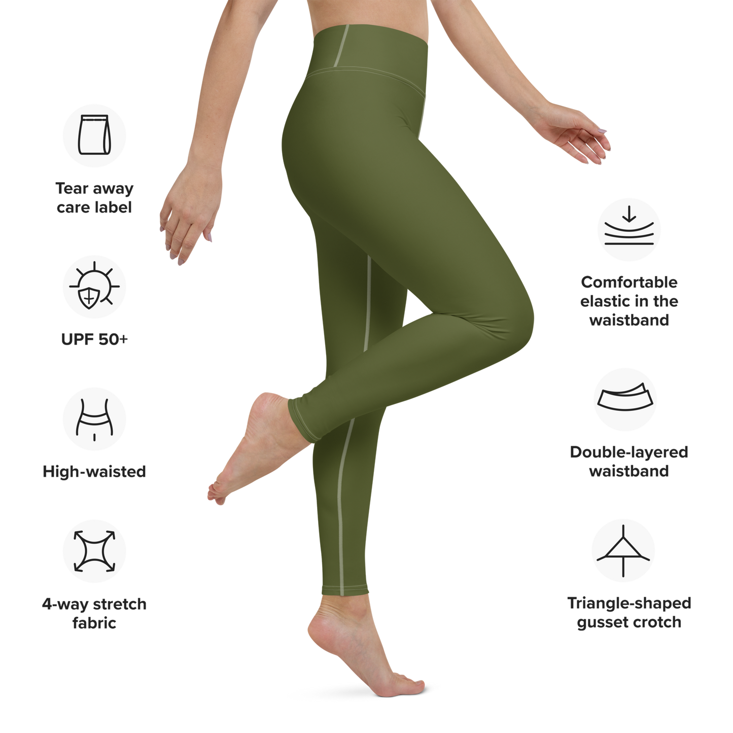 Michigan Upper Peninsula Yoga Leggings (w/ UP Outline) | Army Green