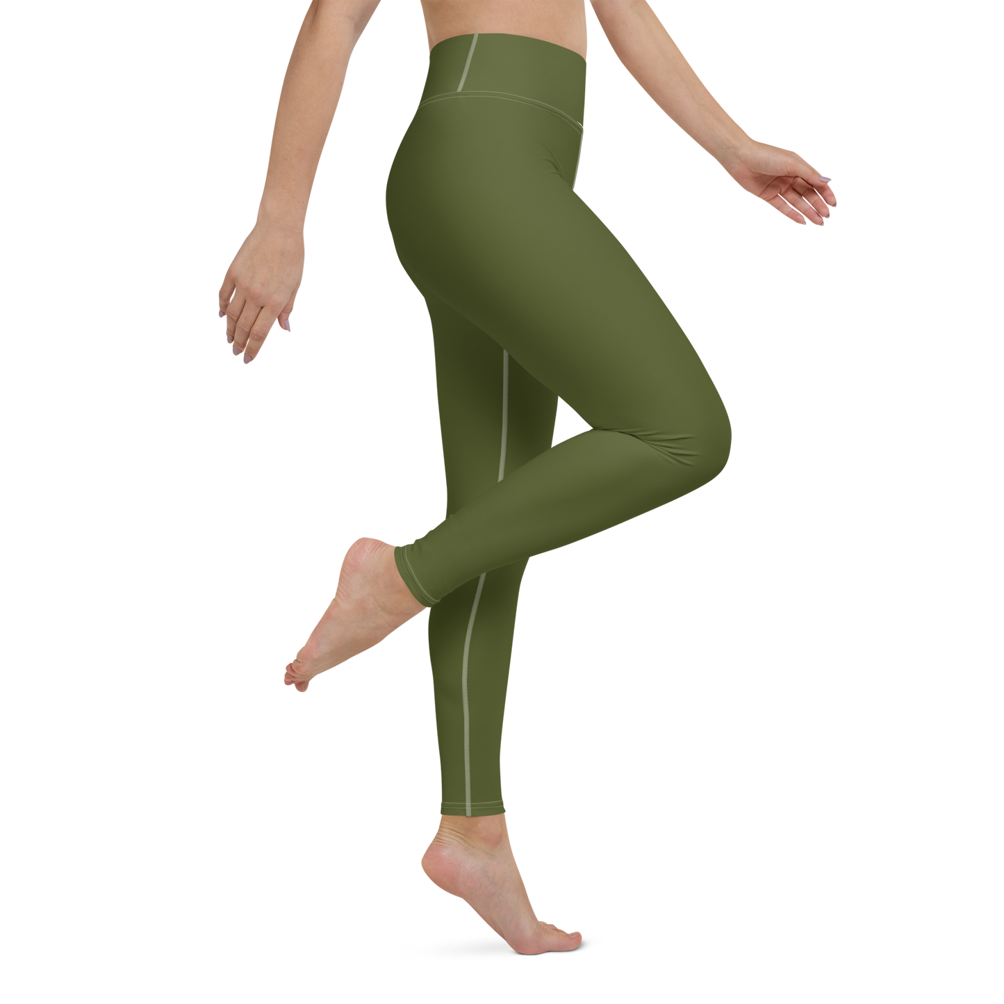 Michigan Upper Peninsula Yoga Leggings (w/ UP Outline) | Army Green