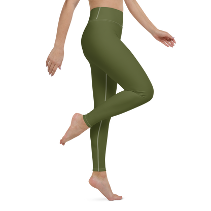 Michigan Upper Peninsula Yoga Leggings (w/ UP Outline) | Army Green