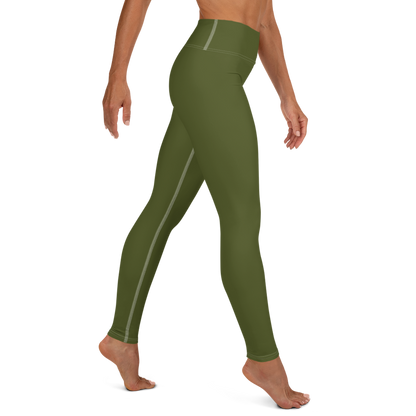 Michigan Upper Peninsula Yoga Leggings (w/ UP Outline) | Army Green