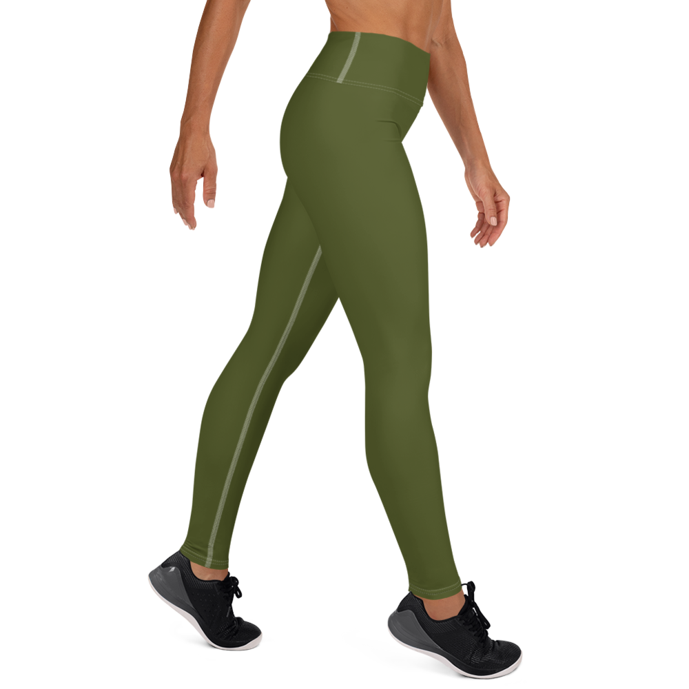 Michigan Upper Peninsula Yoga Leggings (w/ UP Outline) | Army Green