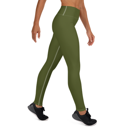 Michigan Upper Peninsula Yoga Leggings (w/ UP Outline) | Army Green