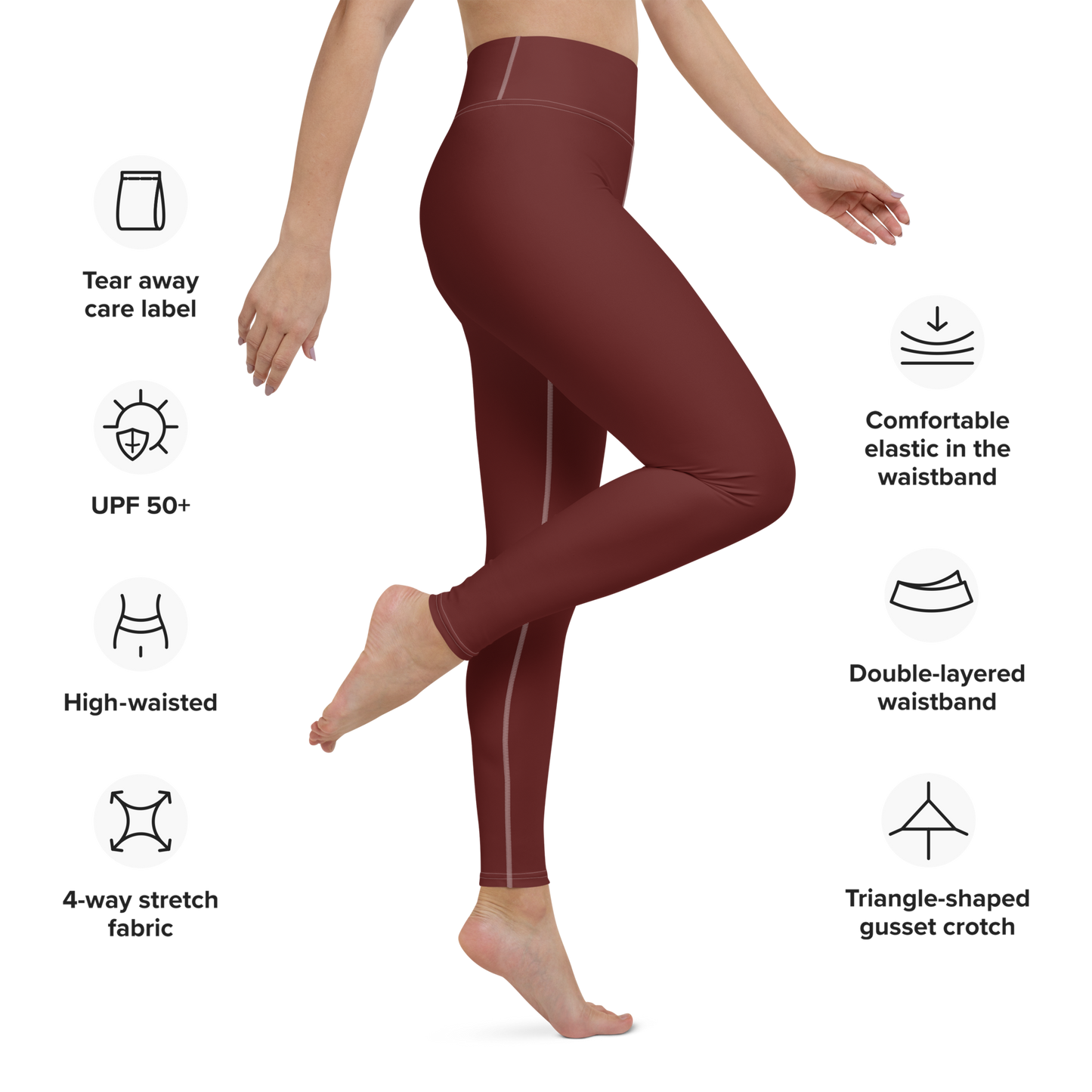 Michigan Upper Peninsula Yoga Leggings (w/ UP Outline) | Cherrywood Color