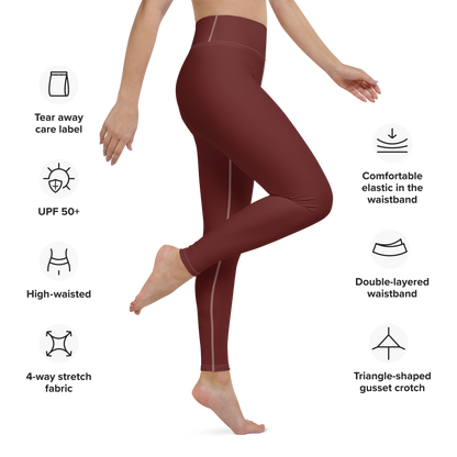 Michigan Upper Peninsula Yoga Leggings (w/ UP Outline) | Cherrywood Color