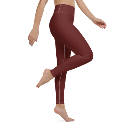 Michigan Upper Peninsula Yoga Leggings (w/ UP Outline) | Cherrywood Color