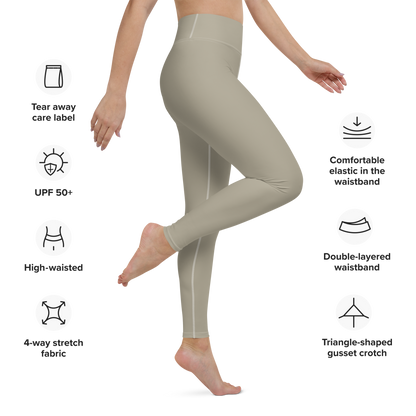 Michigan Upper Peninsula Yoga Leggings (w/ UP Outline) | Petoskey Stone Beige