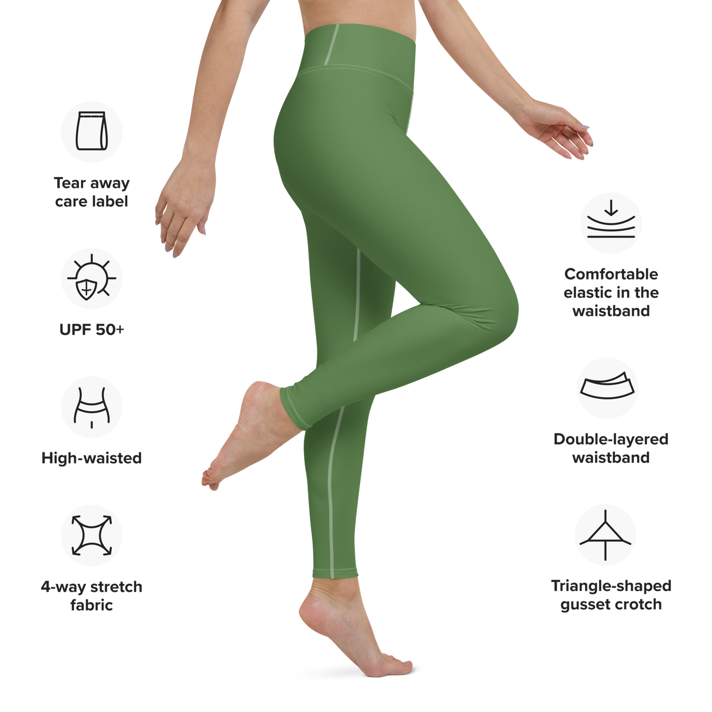 Michigan Upper Peninsula Yoga Leggings (w/ UP Outline) | Pine Green