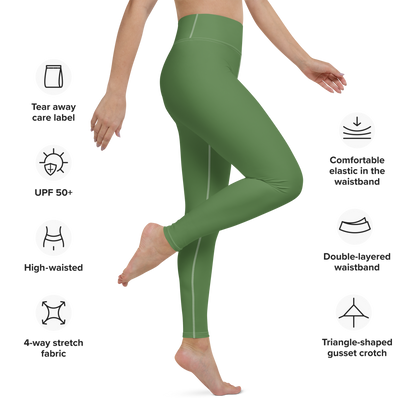 Michigan Upper Peninsula Yoga Leggings (w/ UP Outline) | Pine Green