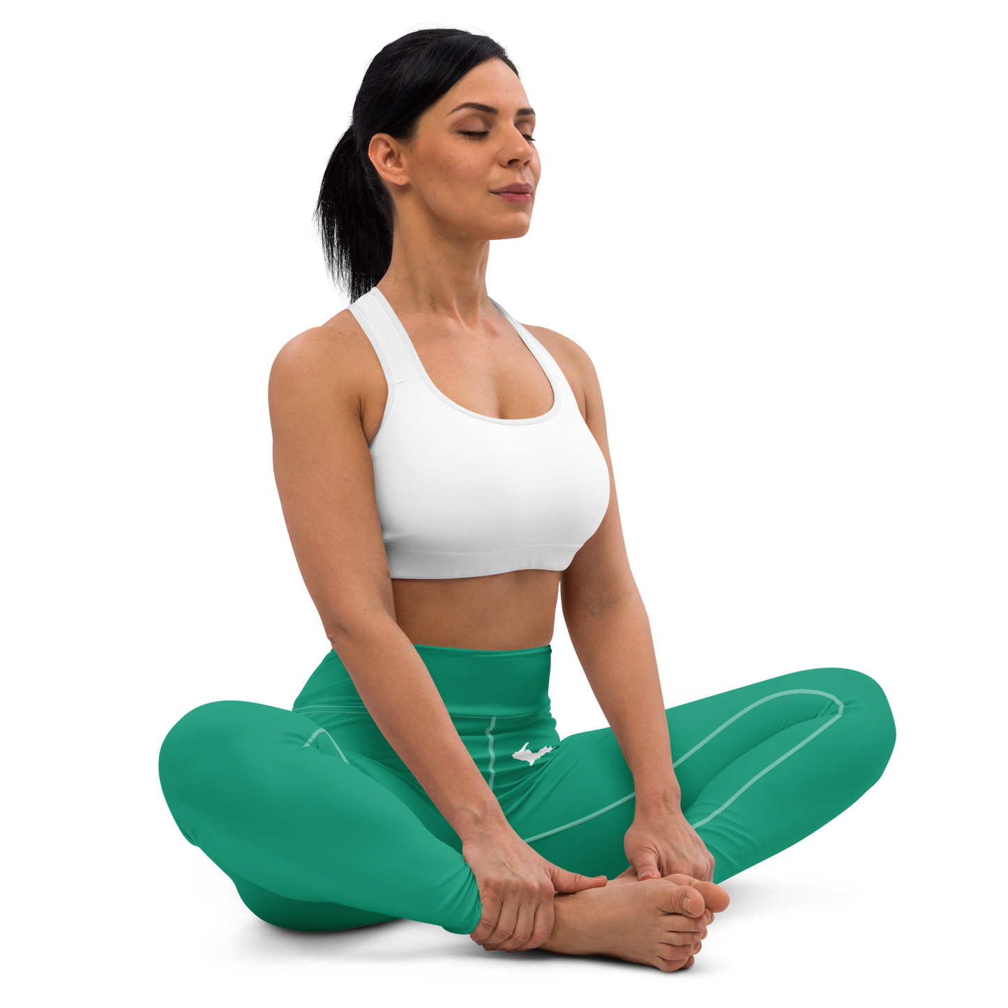 Michigan Upper Peninsula Yoga Leggings (w/ UP Outline) | Emerald Green