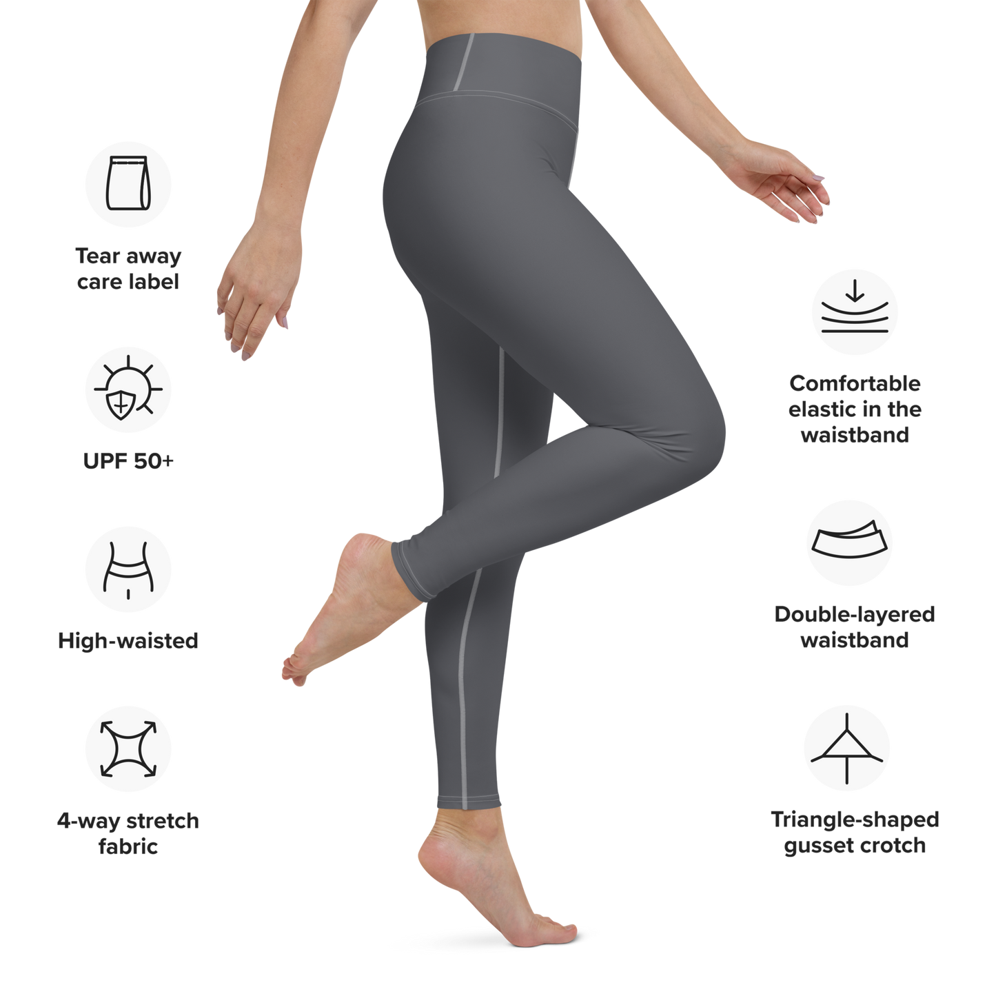 Michigan Upper Peninsula Yoga Leggings (w/ UP Outline) | Iron Ore Grey