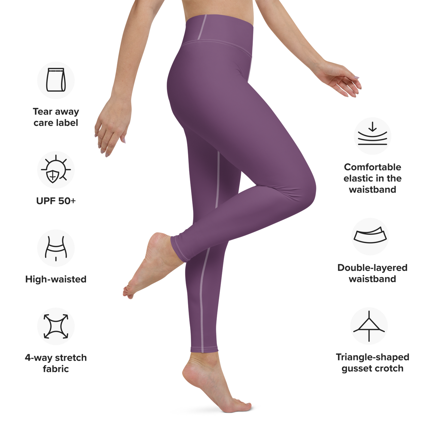 Michigan Upper Peninsula Yoga Leggings (w/ UP Outline) | Plum