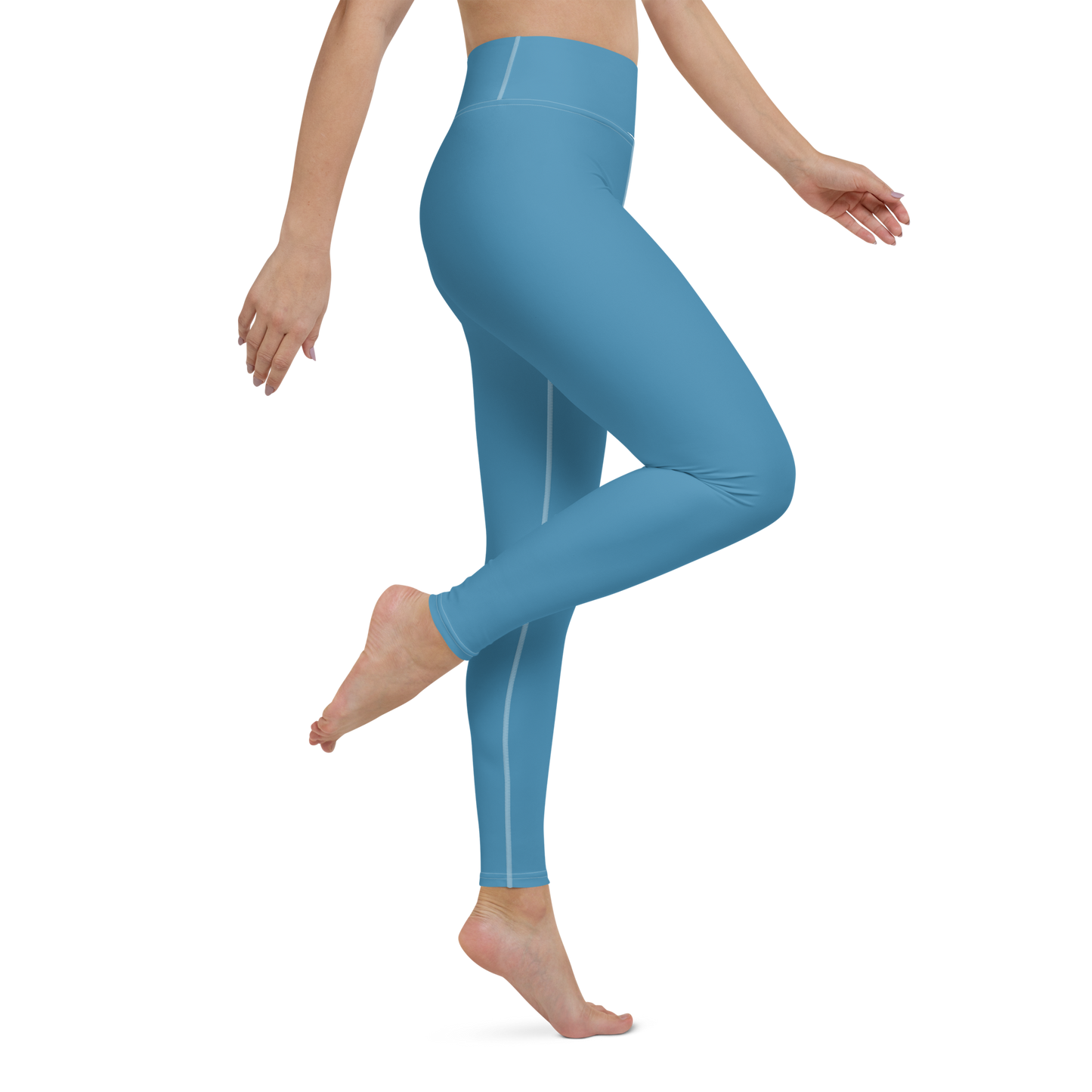 Michigan Upper Peninsula Yoga Leggings (w/ UP Outline) | Lake Michigan Blue