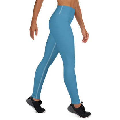 Michigan Upper Peninsula Yoga Leggings (w/ UP Outline) | Lake Michigan Blue