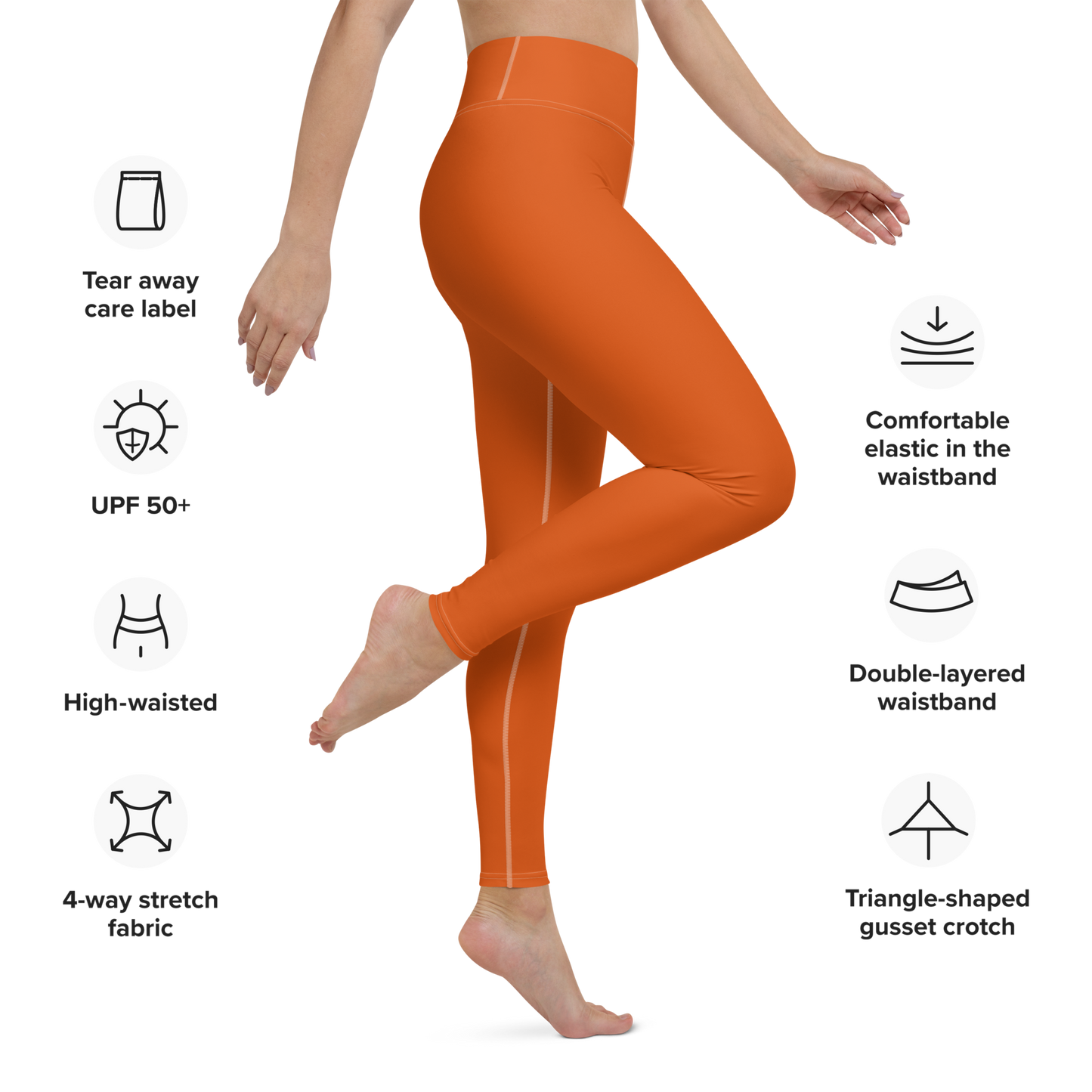 Michigan Upper Peninsula Yoga Leggings (w/ UP Outline) | Maple Leaf Orange